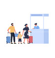 family at passport control airport vacation vector image vector image