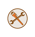 spanner monkey wrench crossed circle retro vector image