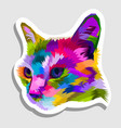 cat head on geometric pop art style sticker icon vector image vector image