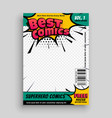 superhero comic magazine front cover page design vector image