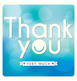 thank you card design on blue background vector image vector image