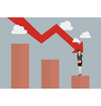 bar graph down with desperate business woman vector image vector image