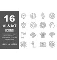 simple set of artificial intelligence related line vector image