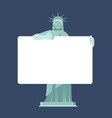 statue of liberty holding banner blank american vector image