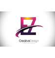 ez e z purple letter logo with swoosh design vector image