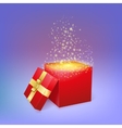 open gift box with magic light fireworks vector image