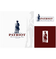 vintage patriot soldier army with long rifle logo vector image