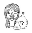 little girl with mask and balloon helium fools day vector image vector image