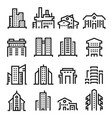 simple city buildings line icons vector image