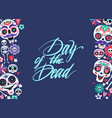 greeting card with sugar skulls for mexican autumn vector image