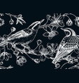 nuthatches on cherry blossom sketch background vector image vector image
