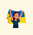 sad ukrainian girl holding the flag vector image vector image