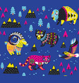 seamless pattern with mountain animals vector image vector image