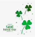 elegant clover leaves st patricks day background vector image