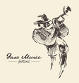 man playing trumpet vintage drawn vector image