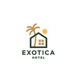 tropical beach home or hotel icon design vector image vector image