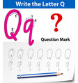 letter q tracing alphabet worksheets vector image