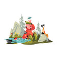 man traveller falling into water and getting wet vector image vector image