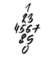 set of calligraphic ink numbers dry brush vector image