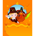thanksgiving pilgrim and turkey vector image vector image