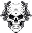 creepy mecha techno skull over white vector image