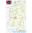 mississippi road map with new flag vector image