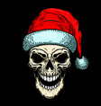 santa claus skull on black background christmas vector image vector image