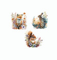 woodland animals with colorful leaf frame vector image