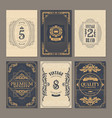 calligraphic vintage floral cards collection vector image vector image