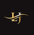 water wave lj logo swoosh letter design vector image
