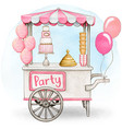 watercolor vintage treats cart girl party vector image vector image