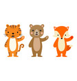 cute tiger bear and fox animal characters vector image vector image