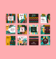 set of abstract creative templates with tropical vector image