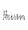coloring page for adults with leaf and autumn word vector image
