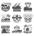 racing emblem set vector image vector image