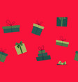 seamless pattern with green christmas gift boxes vector image vector image