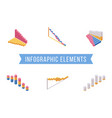 bar chart elements isometric set vector image vector image