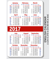 english pocket calendar for 2017 vector image