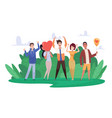 volunteers background lovely persons making vector image