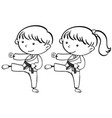 a sketch of karate kids vector image