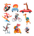 collection of funny animal characters using vector image