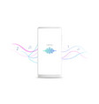 new realistic mobile white smartphone with music vector image vector image