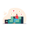 boy using laptop flat vector image