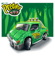 green cartoon pattern off-road car on forest vector image vector image