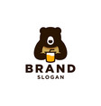 bear and cup logo holding juice drink vector image vector image