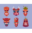 tiki masks hawaiian tribal totem god faces vector image