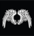 wings bird feather black white tattoo hawk angel vector image vector image