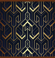 abstract art deco seamless blue and golden pattern vector image vector image