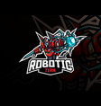 robot mascot sport logo design vector image