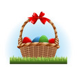 easter eggs in the basket vector image vector image